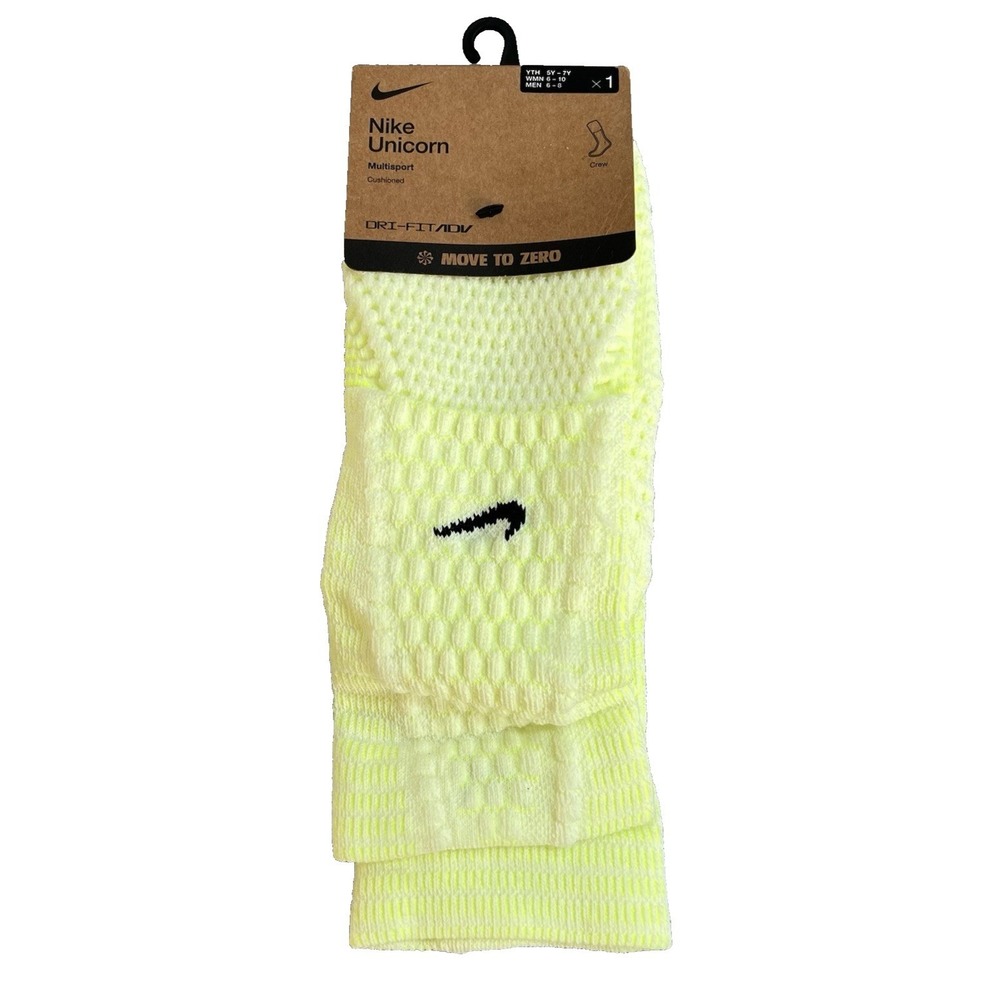 Nike Neon Yellow Athletic Socks with Black Swoosh